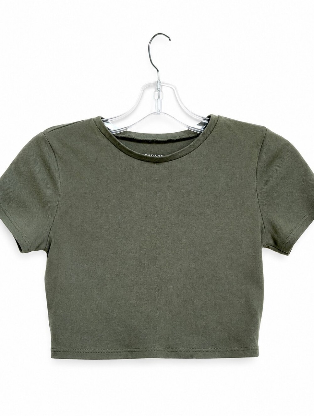 Wild Fable Women's Olive Green Cropped T-Shirt Size Medium Crew Neck Short